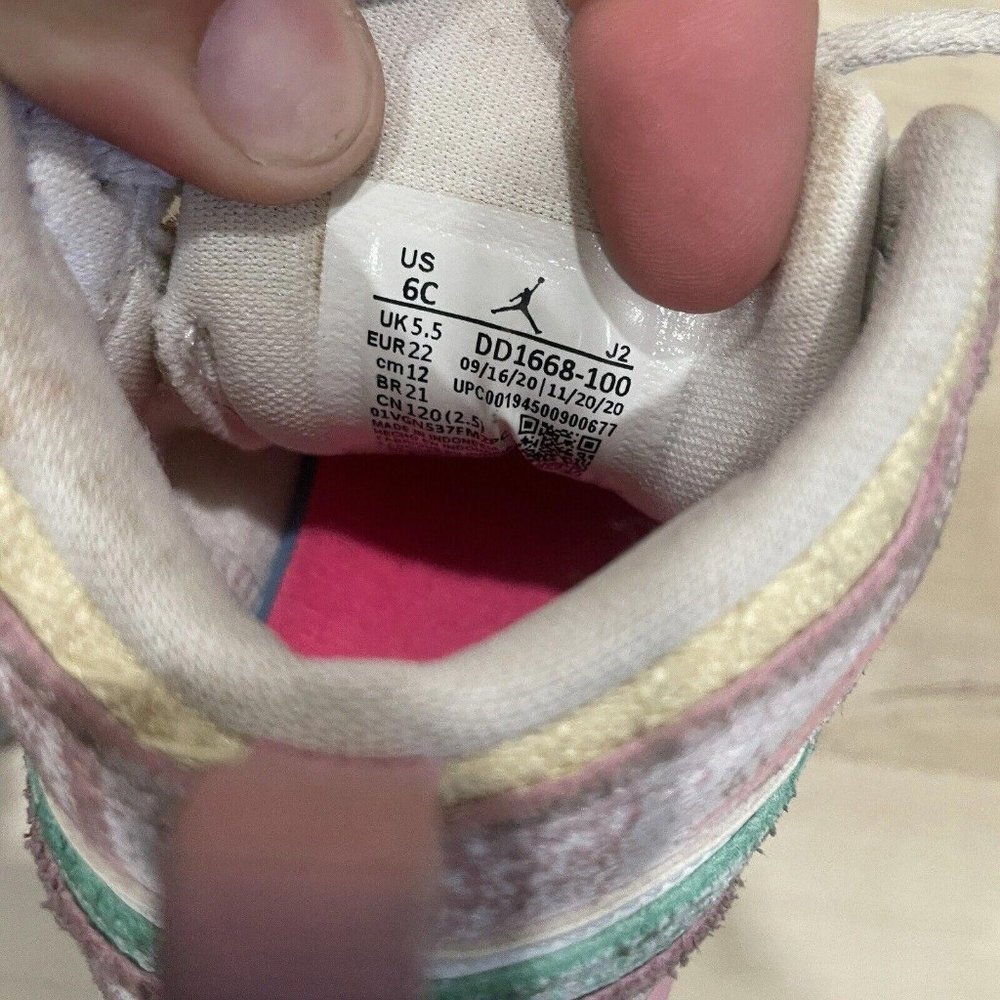 jordan 1 Mid SE ice cream (TD) size 6c used Drip Sneakers‎ Shoes High top DD1668 - Picture 6 of 8